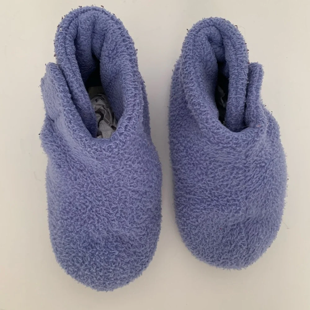 VTG Old Navy Slippers Booties Girls 2T Blue Rubber Soles Fleece Soft Cozy Warm